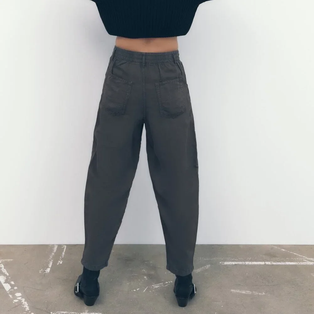 Zara Relaxed Fit Linen Blend Trousers